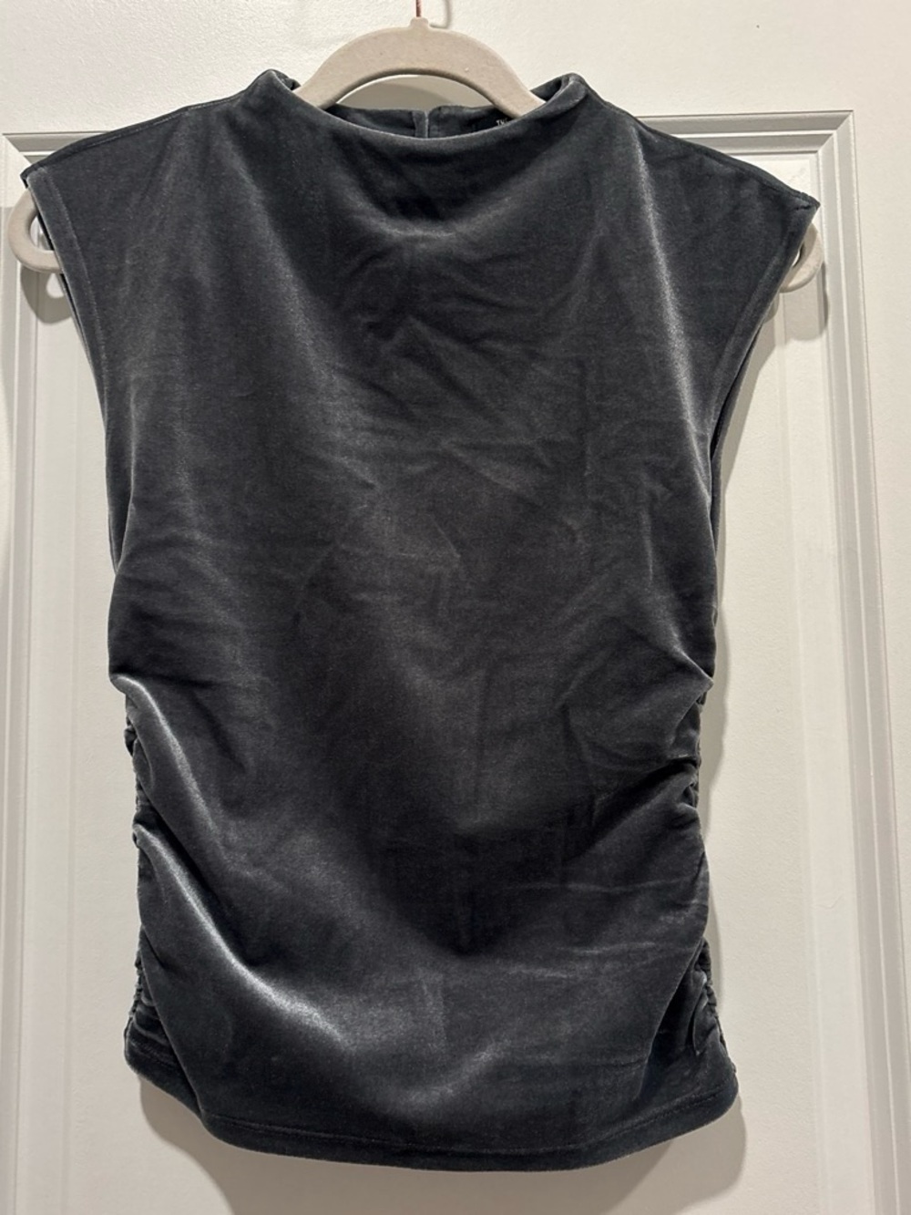 Sleeveless Velvet Mock Neck Top - Black